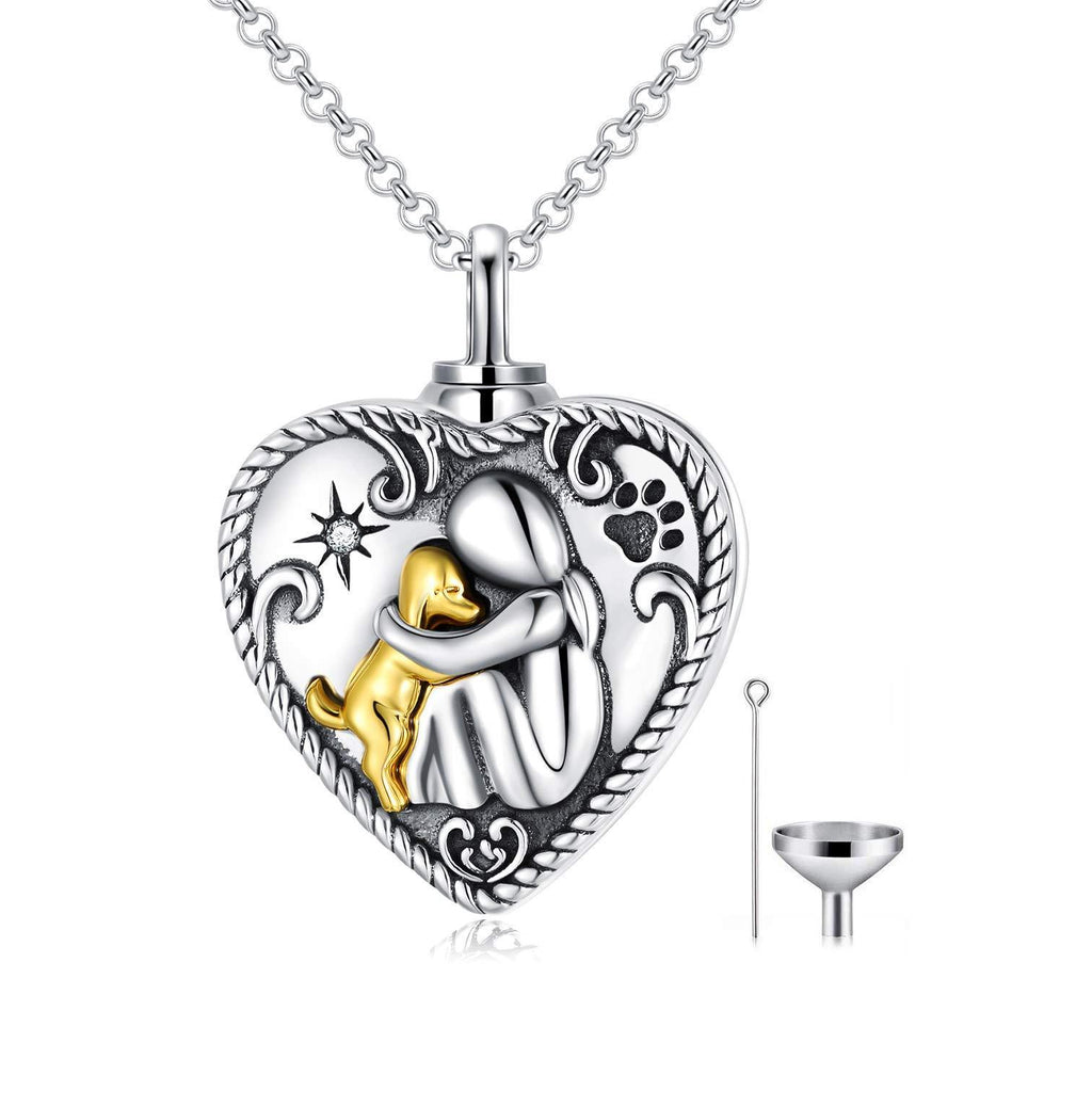 [Australia] - Sterling Silver Dog Urn Necklace for Ashes, Dog Memorial Keepsake Cremation Jewellery Gifts for Women Dog Lovers 