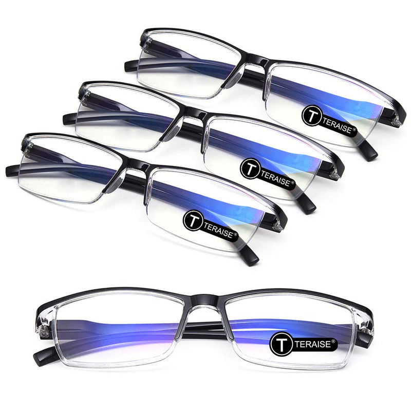 [Australia] - TERAISE 4PCS Fashion Anti-Blue Light Reading Glasses Quality Readers Glassesfor Men and Women Computer/Cell Phone Blue Light Blocking Reader Glasses Frame for Reading Case Included +0 Magnification (Pack of 4) Black 