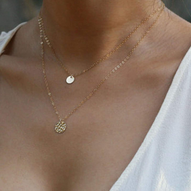 [Australia] - Yienate Bohemian Necklace Multilayer Sequin Pendant Necklace Jewelry for Women and Girls (Gold) Gold 