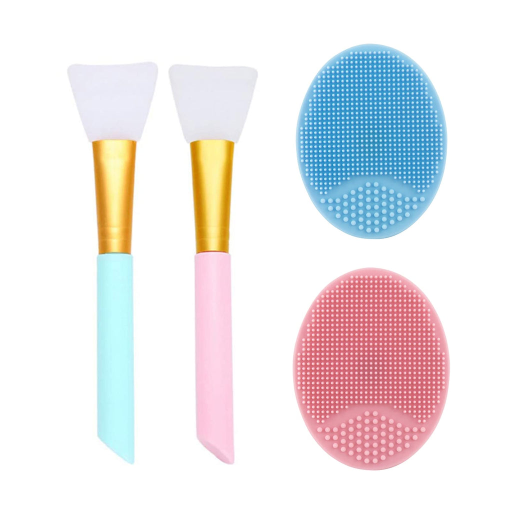 [Australia] - 2 Pcs Facial Cleansing Brush,2 Pcs Silicone Face Mask Brush Mini Manual Silicone Face Scrubber Face Massager Brush Anti-Aging Skin Cleanser and Deep Exfoliator Makeup Tool for Facial Skin Care(4 Pcs) 4 Pcs Silicone Brush 