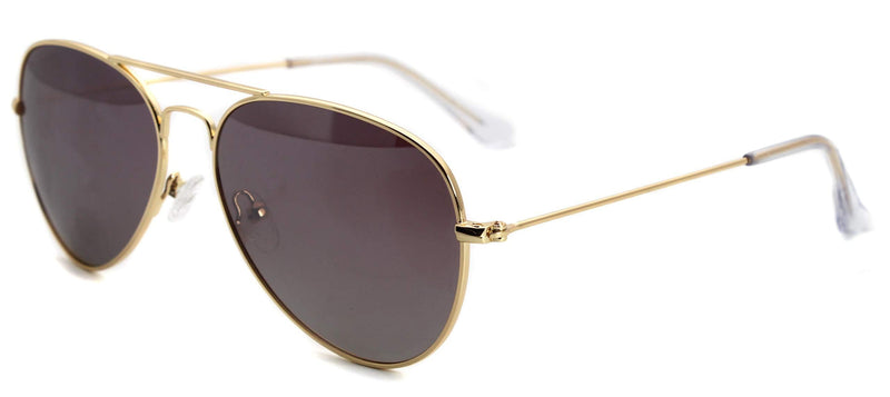 [Australia] - SunCristal Classic metal Sunglasses for small face men women teenager UV400 polarized protection lens sunglasses Gold Frame With Pink Purple Mirror Lens 