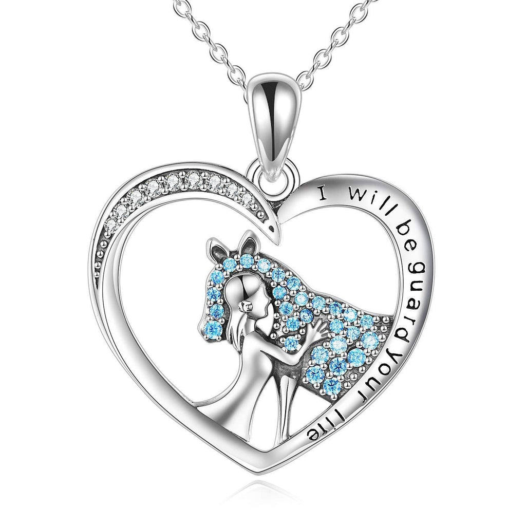 [Australia] - VONALA Horse Necklace Sterling Silver Heart Pendant Jewellery Horse Gifts for Girls Women with Gift Box 