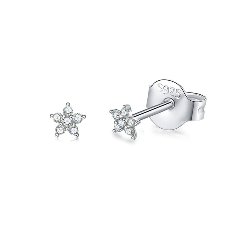 [Australia] - Silver Stud Earrings for Women Girls, Tiny Flower Stud Earrings Small 925 Sterling Silver Hypoallergenic Cubic Zirconia Helix Cartilage Earrings Piercing Sleeper Studs, 3mm/4mm/5mm 1 Pair-Silver-3mm 