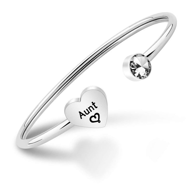 [Australia] - BNQL Aunt Bangle Bracelet Auntie Gifts from Niece Aunt Jewelry Cuff Bracelets for Aunt Auntie gift Silver 