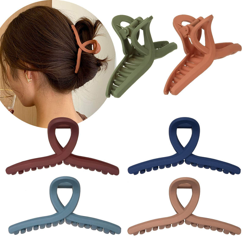 [Australia] - Whaline Hair Claw Clip 6 Color Hair Jaw Clamp Clips 4.3 Inch Nonslip Hair Claw Strong Hold Matte Butterfly Clip Clamp Hair Styling Accessories for Women Girls Thin Thick Fine Hair 