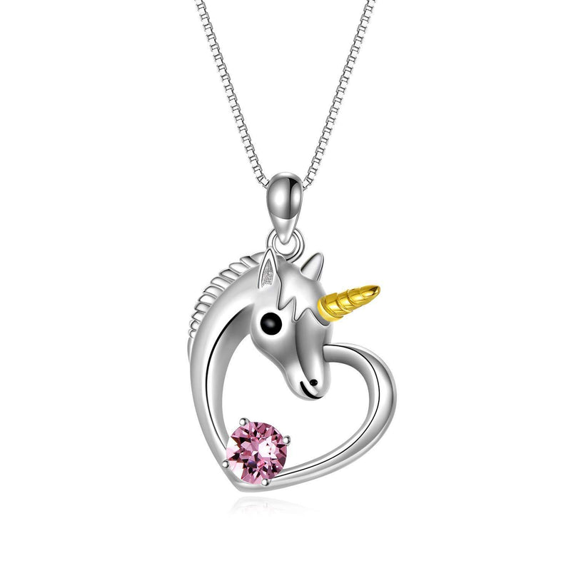 [Australia] - Sterling Silver Unicorn Necklace, Unicorn Jewellery Birthday Gifts for Girls Women Daughter Pink 