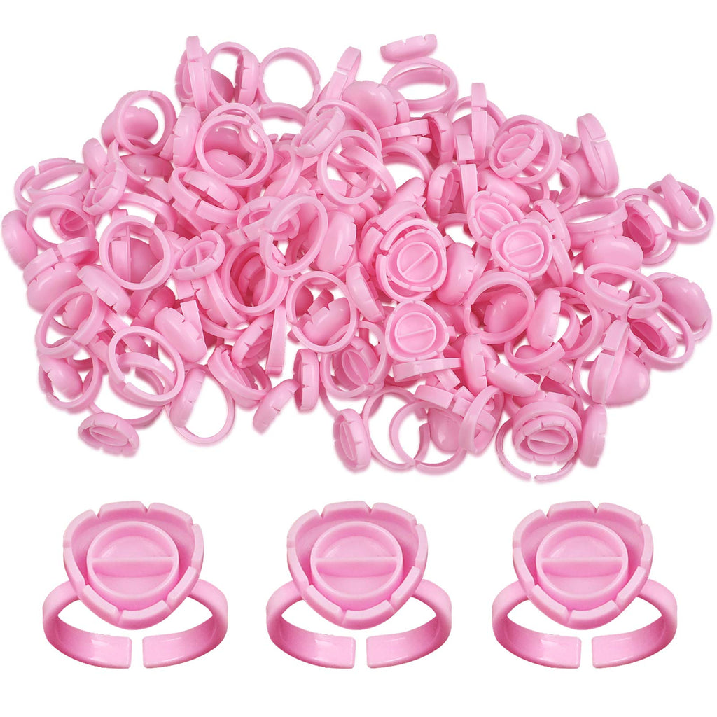 [Australia] - Fenshine 100 PCS Lash Glue Holder Glue Ring Cups Lash Extension Volume Lashes Quick Blossom Cups for Eyelash Extension Supply, 2 Methods of Use (Pink) 100 Count (Pack of 1) 