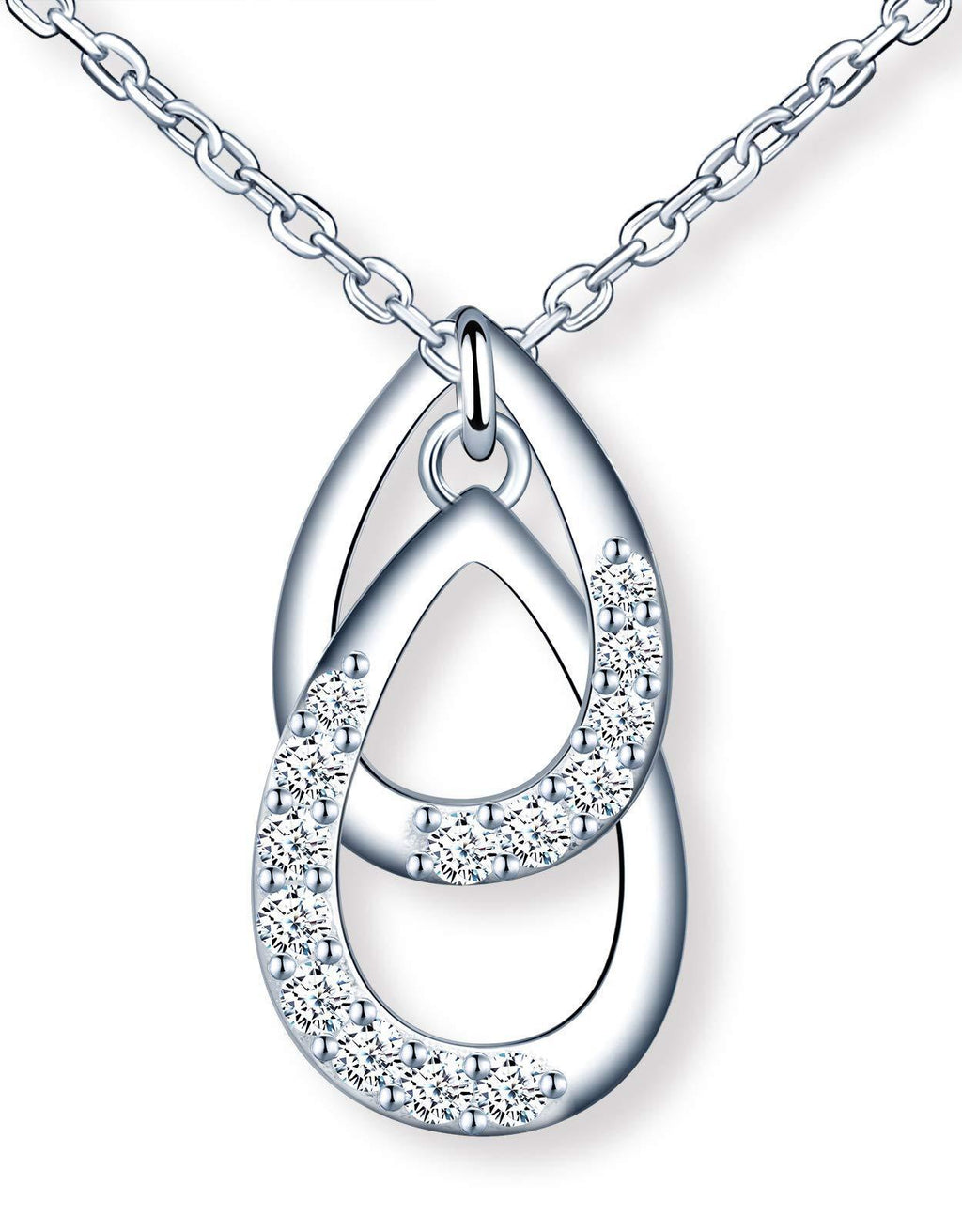 [Australia] - MicLee Women's girl's Necklace pendant, 925 Sterling Silver necklace, Fashion angel teardrop necklace, Choker, Inlaid zircon, beautiful and shining pendant, silver 