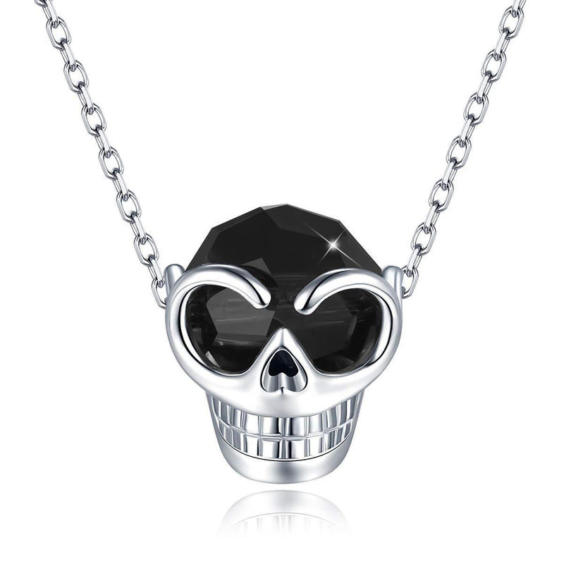 [Australia] - CRYSLOVE Skull Necklace For Women Punk Skull Black Crystals Pendant Chain Best Choice for Halloween Mother's Day Black Skull 