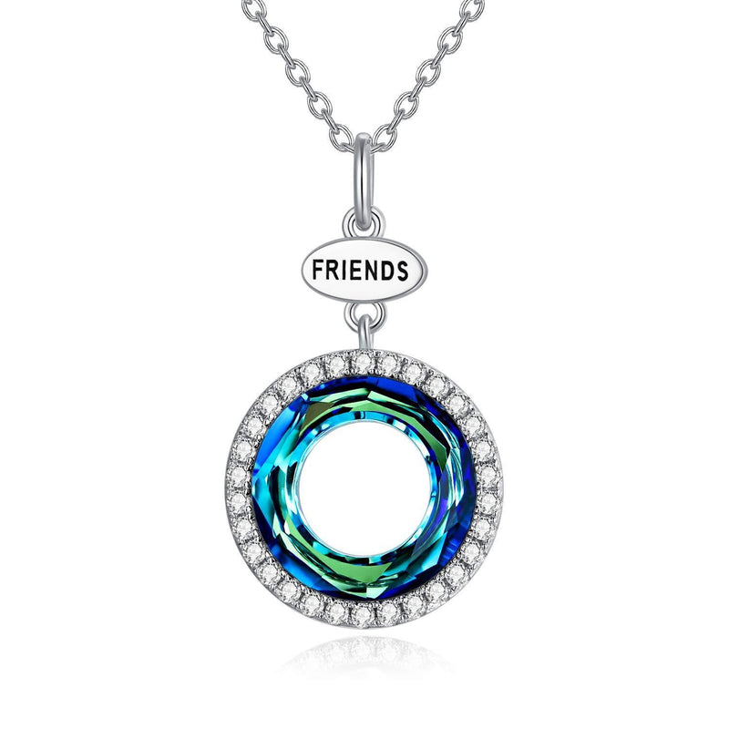 [Australia] - Friendship Necklace with Crystal Sterling Silver Best Friend Necklace for Women Girls Sisters Bermuda Blue 