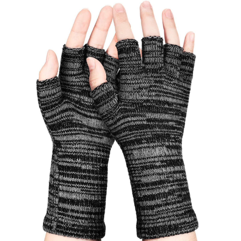 [Australia] - Half Finger Gloves Winter Fingerless Gloves Knit Typing Gloves for Men Women 