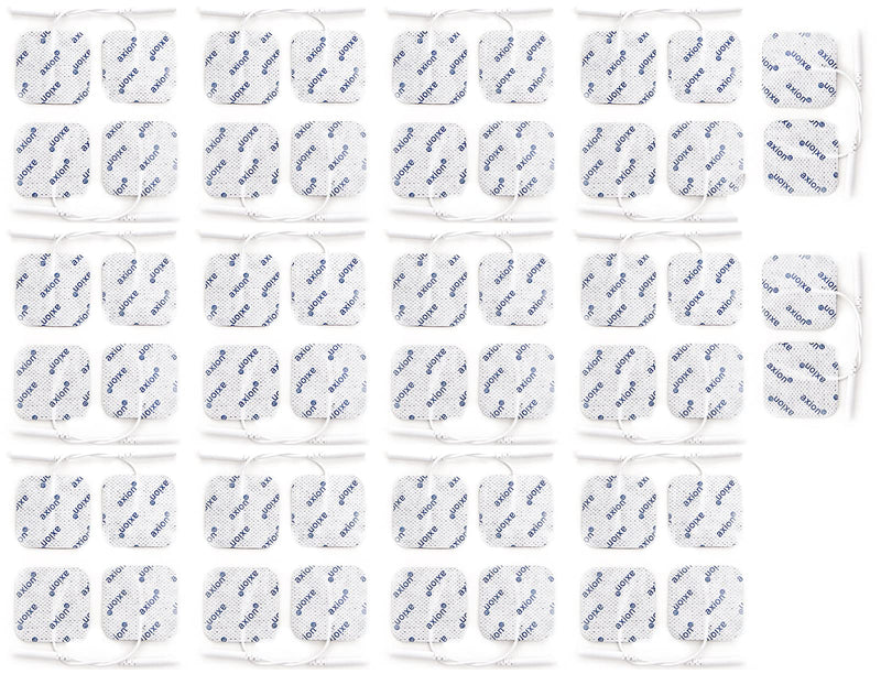 [Australia] - Axion Pack of 52 Electrodes. Self-Adhesive Pads 4x4cm for TENS EMS Units with 2mm Connection. Pads for Pain Treatment, Muscle Growth, Toning and Massage 