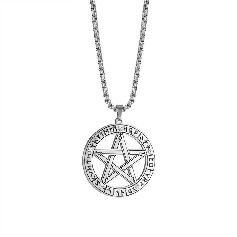 [Australia] - TEAMER Stainless Steel Supernatural Pentacle Pentagram Pendant Necklace Witch Protection Star Amulet Necklace for Men Women 