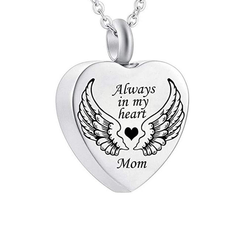 [Australia] - DGQY Always in My Heart Urn Necklace for Ashes Cremation Jewellery Keepsake Holder Memorial Pendant Mom 