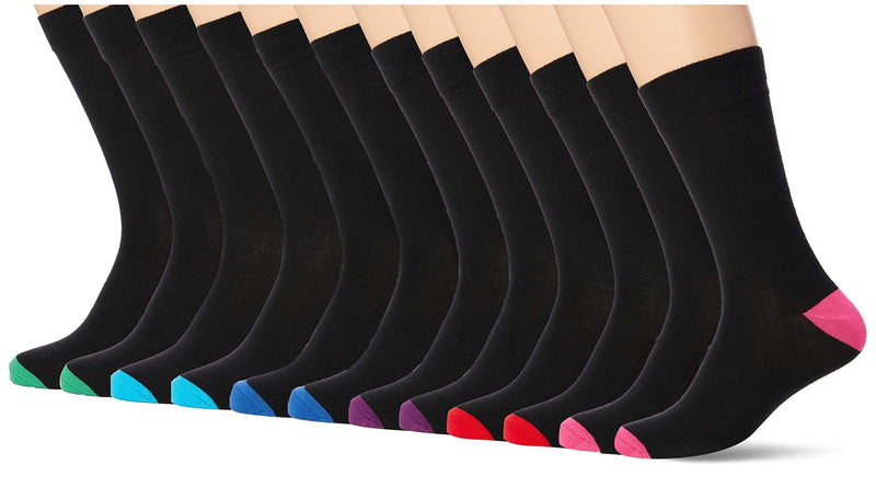 [Australia] - FM London (12-Pack) Unisex Super Soft Calf Socks | Anti-Odour, Pre-Shrunk, Elastic Stretch 6-8 Heel and Toe 