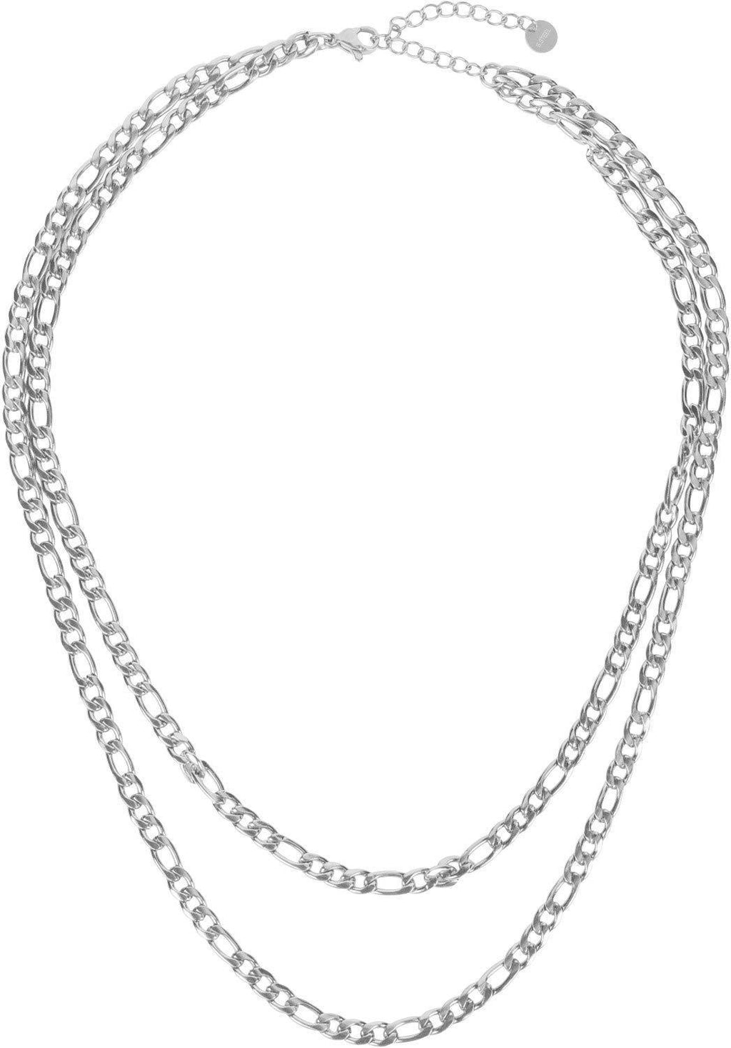 [Australia] - styleBREAKER Women Stainless Steel Layer Necklace 2-Row, Large Link Figaro Chain, Chain, Jewellery, Chain Optic 05030070 Silver 