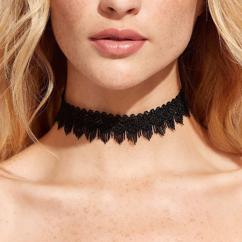 [Australia] - Yienate Sexy Lace Necklace Choker Hollow Tassel Tattoo Gothic Lace Necklace Jewelry Accessories for Women and Girls (Black) Black 