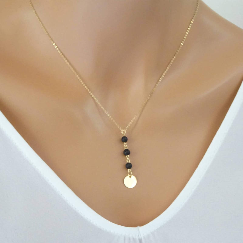 [Australia] - Yienate Fashion Tasseled Volcanic Stone Necklace Chain Vintage Sequin Pendant Necklace Jewelry Accessories for Women and Girls (Gold) Gold 