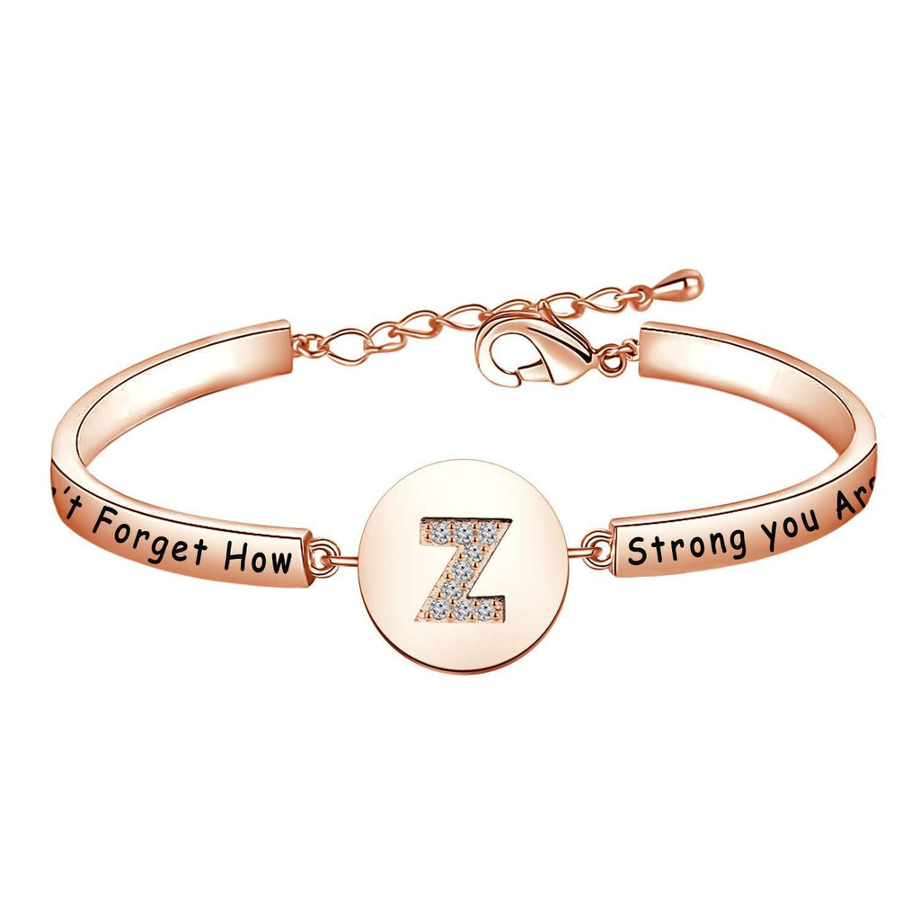 [Australia] - MYOSPARK Rose Gold Initial Letter Alphabet Bracelet From A-Z Don't Forget How Strong You Are Inspirational Gift For Women Girls Letter Bracelet Z 