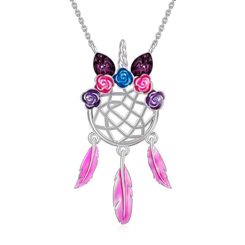 [Australia] - Unicorn Necklace Sterling Silver Dream Catcher Pendant Necklace, Christening Birthday Gifts for Girls Daughter 