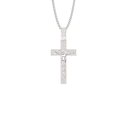 [Australia] - Aeon Jewellery Crucifix Cross Necklace - 925 Sterling Silver | Adjustable 16 - 18 Inch Chain | Plain Crucifix | Polishing Cloth Included | Gifts for Religious, Christian, Holy Christening or Communion 