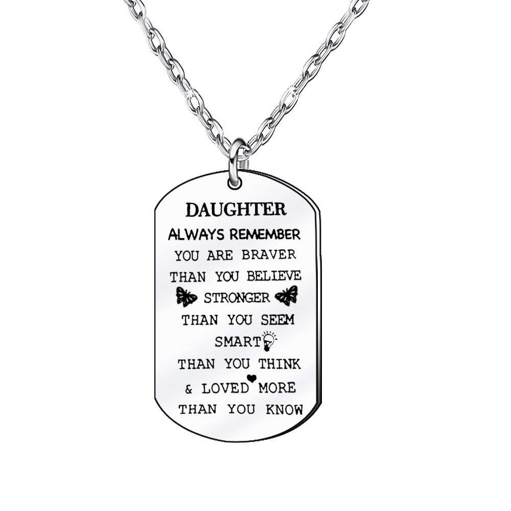 [Australia] - Inspirational Jewellery Gifts Silver Stainless Steel Dog Tag Pendant Necklace for Daughter 