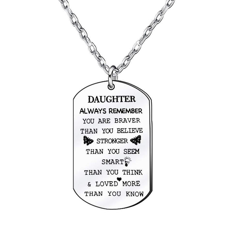 [Australia] - Inspirational Jewellery Gifts Silver Stainless Steel Dog Tag Pendant Necklace for Daughter 