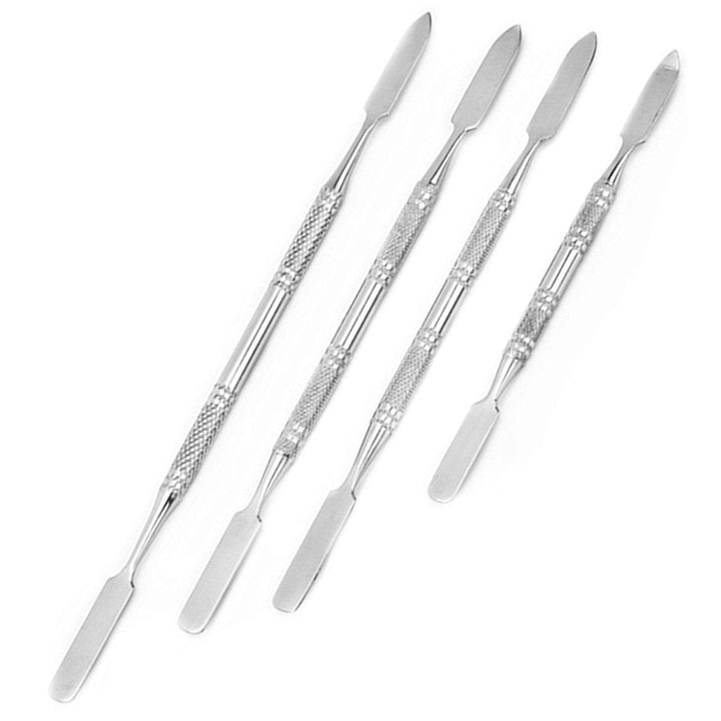 [Australia] - 4 Pcs Stainless Steel Makeup Spatula Set Double-Ended Scar Wax Spatula Ointment Spatula for Concealer Lipsticks Foundation Eye ShadowMake Up Pallets 
