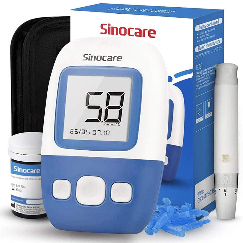 [Australia] - sinocare Blood Glucose Monitor,Diabetes Test Kit [Upgrade Version] with 200 Memory Capacity, Blood Sugar Monitor with Test Strips x 50 and Lancets x 50, sinocare Safe AQ Angel -in mmol/L Angel Monitor + Strips & Lancets*50 