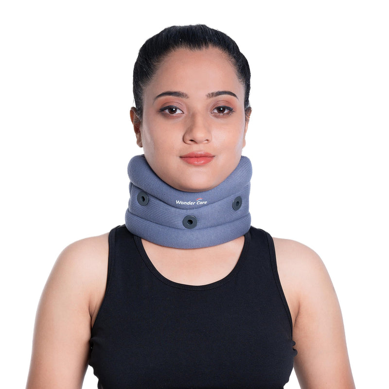 [Australia] - Wonder Care Cervical Collar for Neck Pain Soft Neck Support Brace for Spondylitis Neck Pain Relief for Men & Women Grey (Large: 4"-4.5") L (Pack of 1) 