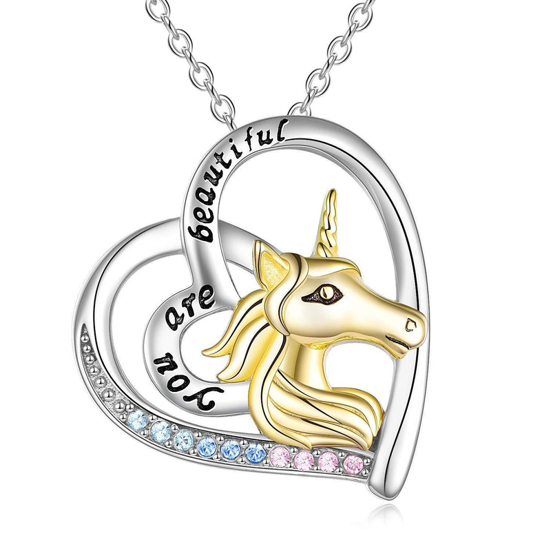 [Australia] - VONALA 925 Sterling Silver Unicorn Necklace with Crystal Jewellery for Women 