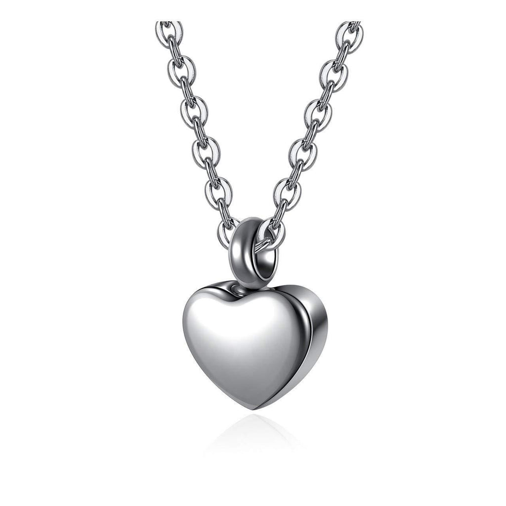 [Australia] - AllerPierce Cremation Urn Necklace for Women Men Stainless Steel Ashes Keepsake Pendant Small Heart Memorial Necklace Cremation Jewelry for Human Pet Ashes Waterproof Silver - Unengraved 