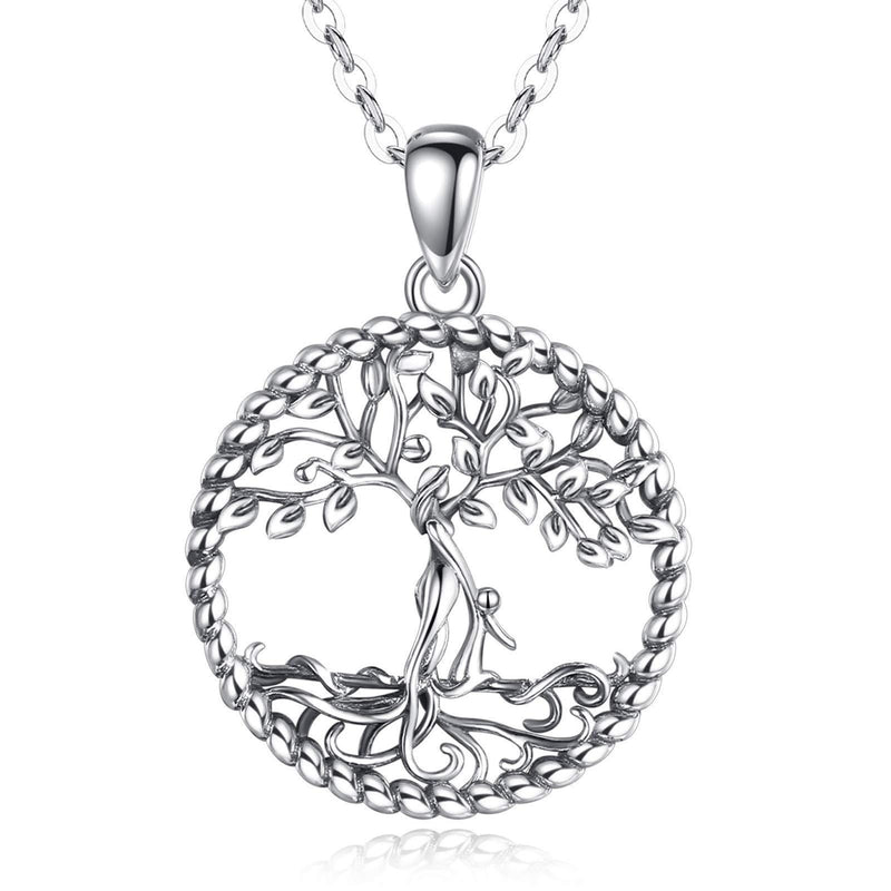 [Australia] - AEONSLOVE Tree of Life Necklace for Women, Sterling Silver Family Love Tree Pendant Necklace Tree of life Jewelry for Mom, 18" Chain 1 kid 
