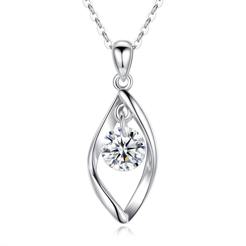 [Australia] - AEONSLOVE 925 Sterling Silver Pendant Necklace for Women Water Drop Cubic Zirconia Necklaces Girls Jewellery Mother's Day Anniversary Birthday Gifts for Her, 18" Chain 