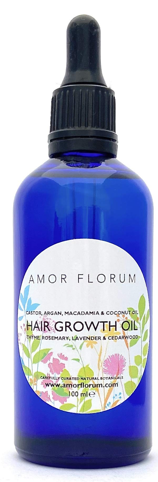[Australia] - HAIR GROWTH OIL - CASTOR, ARGAN, MACADAMIA & COCONUT OIL with THYME, ROSEMARY, LAVENDER & CEDARWOOD - 100 ml by AMOR FLORUM 100% Pure, Natural. No Added Perfume. Natural Oils to Promote Hair Growth. 