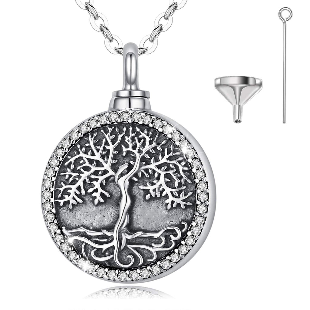 [Australia] - Cremation Urn Necklaces for Ashes, AEONSLOVE 925 Sterling Silver Heart Lockets Necklace Keepsake Holder Memorial Jewellery Gifts for Women Ashes Tree of Life Necklace 