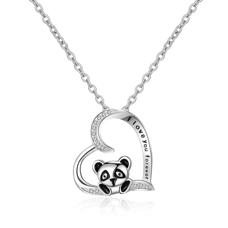 [Australia] - Pandan Necklace Sterling Silver Panda Gifts with Heart Pendant Necklace Christmas Jewellery for Women Girls 