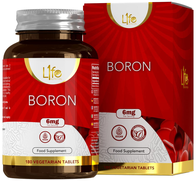 [Australia] - LN Boron Supplements | 180 High Strength Vegan Boron Tablets - 6mg per Serving | Non-GMO, Gluten, Dairy & Allergen Free | Manufactured in ISO Licensed Facility in The UK 