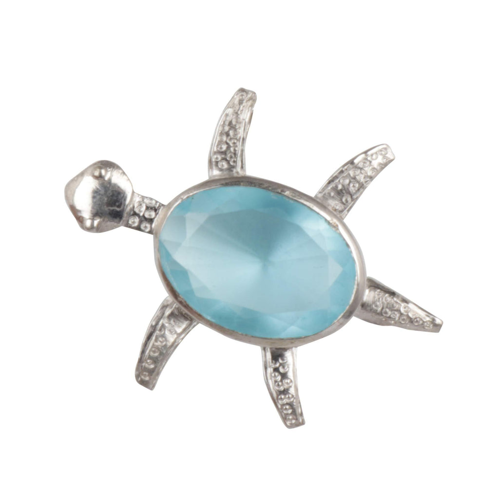 [Australia] - GEMHUB 28.50 Ct. Blue Topaz Sterling Silver Turtle Pendant, 925 Sterling Silver Turtle, Long Life Gift, Birthday Gift Without Chain 