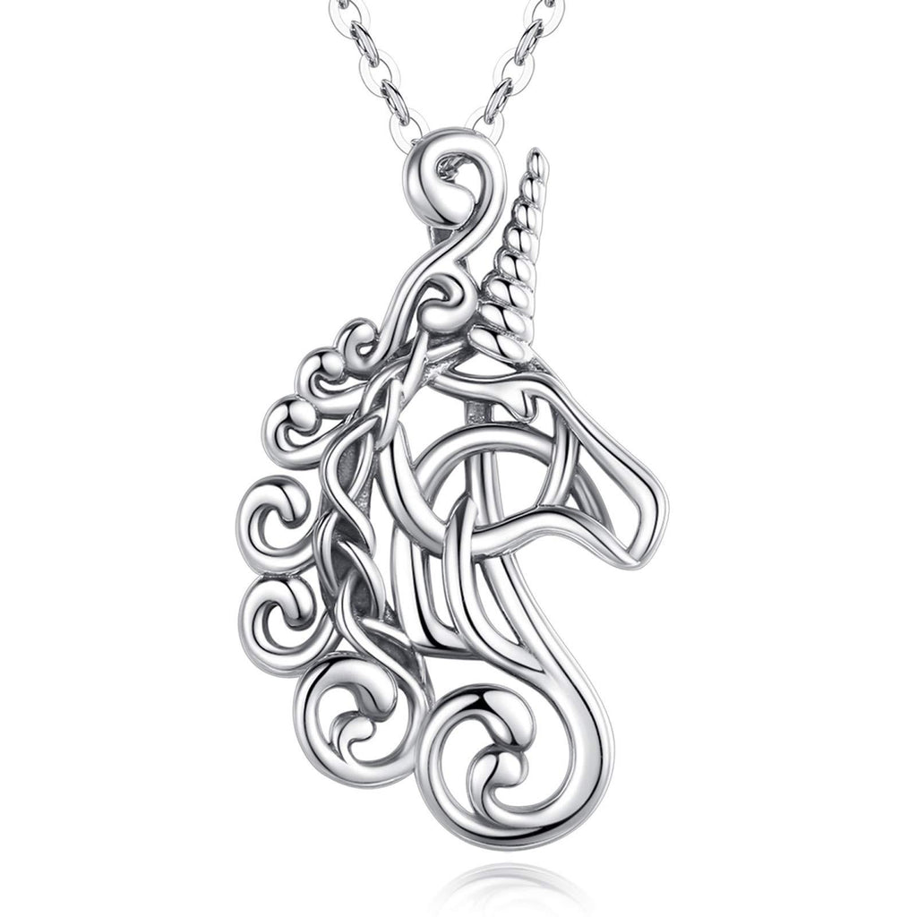 [Australia] - Aeonslove Horse Gifts for Girls, 925 Sterling Silver Unicorn Necklace Celtic Knot Pendant Gifts Presents Jewellery for Women Horse Lover Her 