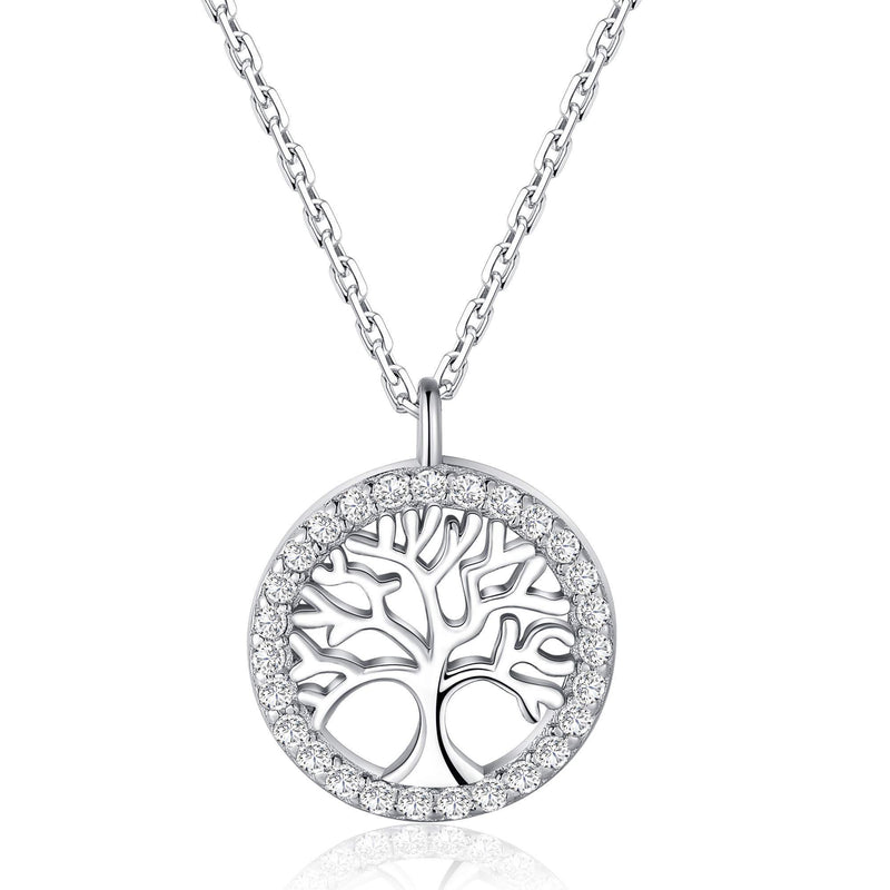 [Australia] - Jrêveinfini Tree of Life Necklace 925 Sterling Silver Box, Necklace Adjustable 40+5cm 💕 White Shiny 