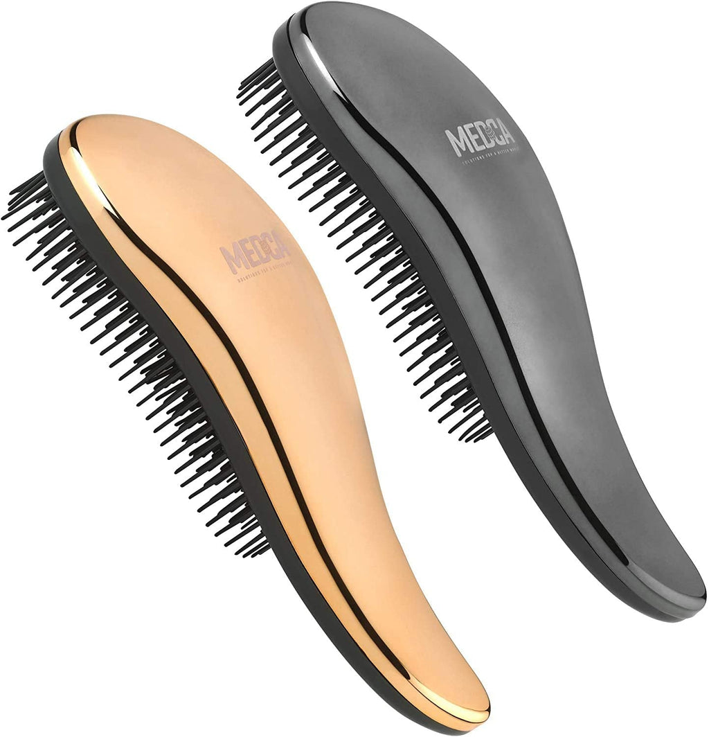[Australia] - Detangling Brushes - Detangler Brush Set - Pain-Free Hair Brush Straightener That Removes Tangles and Knots Straightening Hair Shiny and Smooth (Rose Gold and Silver) 