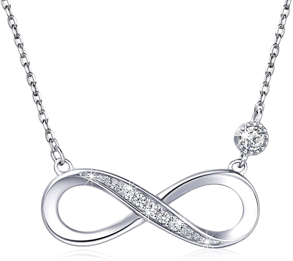 [Australia] - Infinity Necklace for Women and Girls 925 Sterling Silver Eternal Love Cubic Zirconia Pendant Friendship Necklace for Her Anniversary Christmas Birthday Jewellery Gift (Silver) 