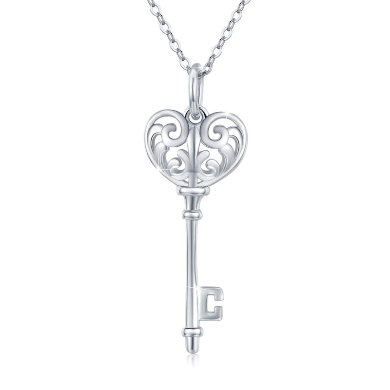 [Australia] - Key Necklace Heart Irish Celtic Trinity Knot Pendant Necklace for Women Petite Skeleton Hollow out Sweater Chain Dangle Key Open the Door to the Heart Birthday Jewelry Gift for Girlfriend Wife 