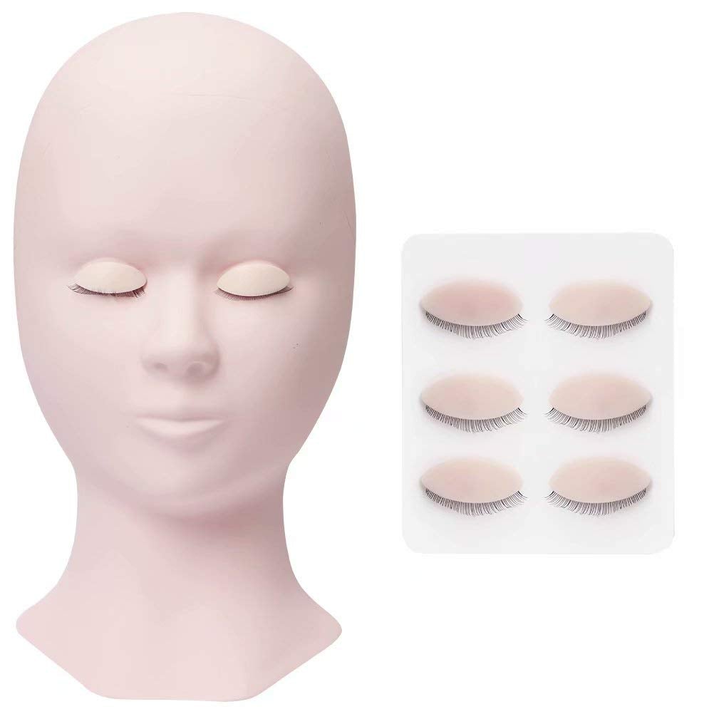 [Australia] - FADLASH Lash Mannequin Head with 4 Pairs Replacement Eyelids for Training Eyelash Extensions and Makeup Mannequin Head for Practice White Mannequin Head 