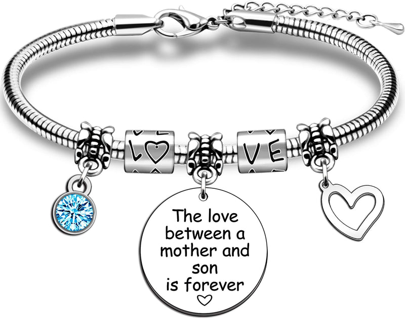 [Australia] - Mum Gifts Mother Bracelet from Son Birthday Mother's Day Gift The Love Between A Mother and Son is Forever 