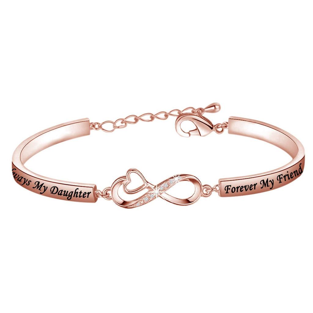 [Australia] - MYSOMY Daughter Bracelet Always My Daughter Forever My Friend Bracelet Daughter Gift from Mom Dad Rose Gold 