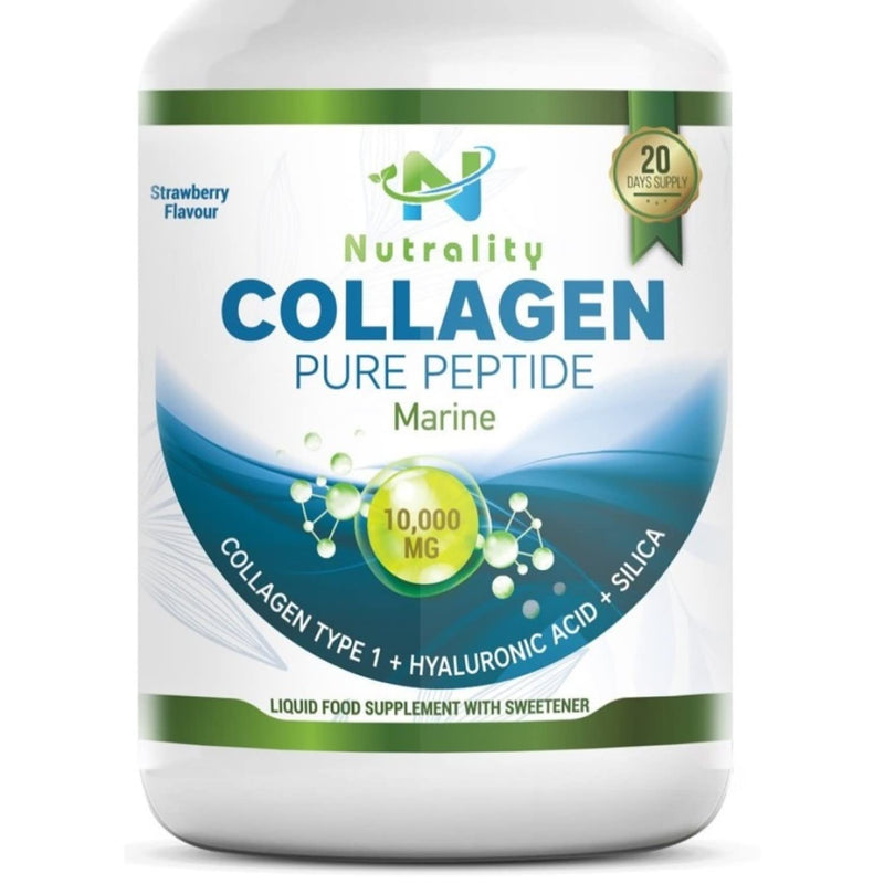 [Australia] - Nutrality Marine Collagen Liquid Women & Men, Sugar Free, Peptides, Hyaluronic Acid, Silica, Biotin, Vitamins C B6 B7, 10000mg Type 1, Fruit Juice Flavour | Healthy Skin, Hair, Nails, Joints, Muscles 