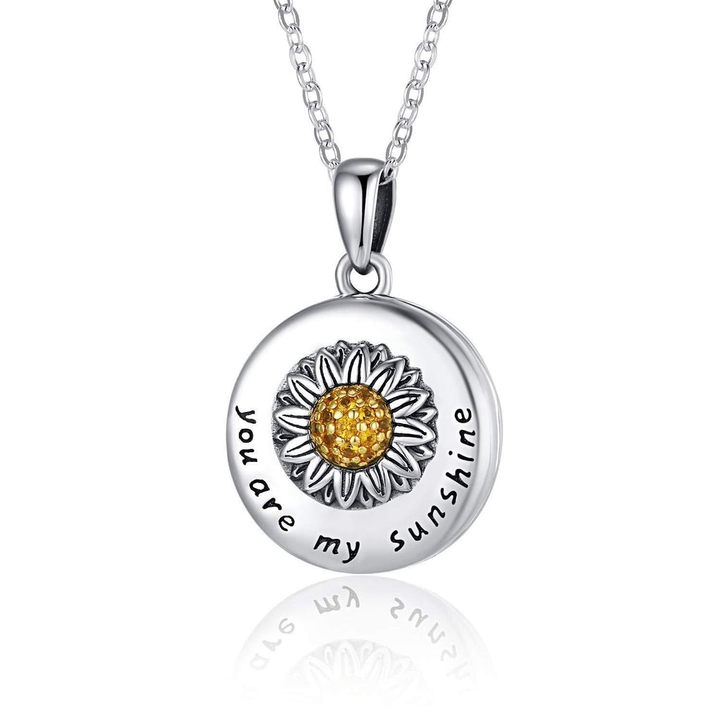 [Australia] - Locket Necklace That Holds Picture 925 Sterling Silver Rose Flower Sunflower Photo Lockets Pendant Gift for Women Mom Daughter Grandmother Family … 