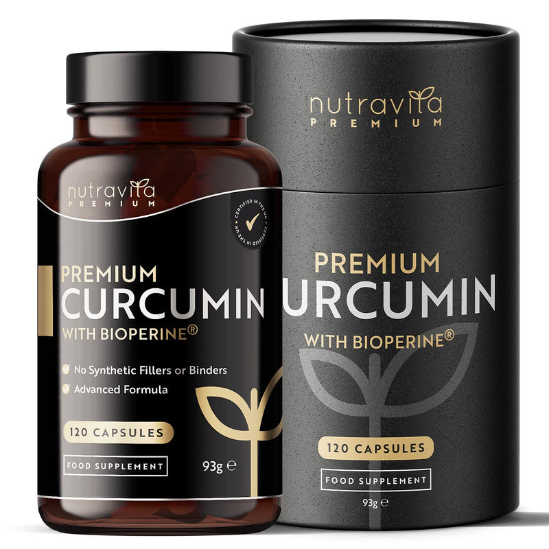 [Australia] - Premium Curcumin 95% Curcuminoids with Bioperine® - 120 High Strength Vegan Capsules - Turmeric Curcumin and Bioperine® (Black Pepper Extract) to Enhance Absorption - Made by Nutravita 